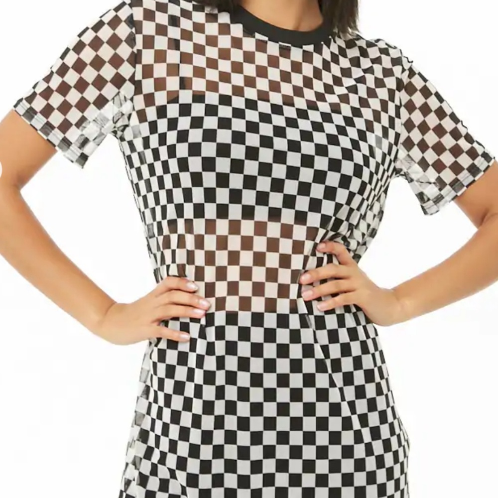 Forever 21 Mesh Checkered Dress